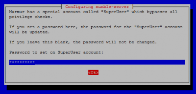 mumble server raspberry pi set password