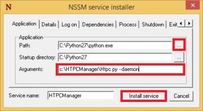 nssm htpc manager windows service