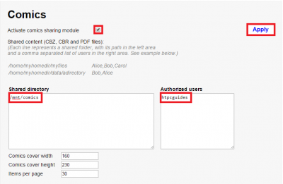 configure ubooquity step 7