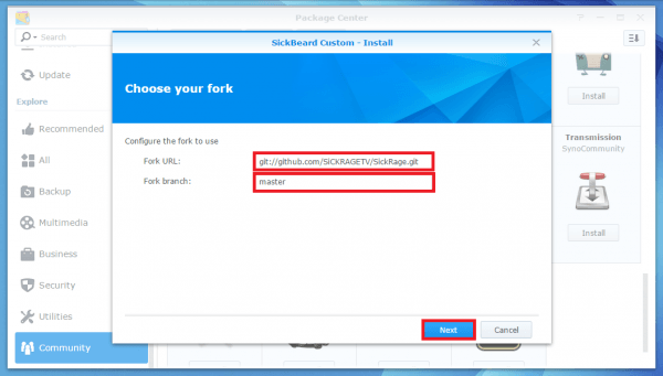 install sickrage synology diskstation choose fork