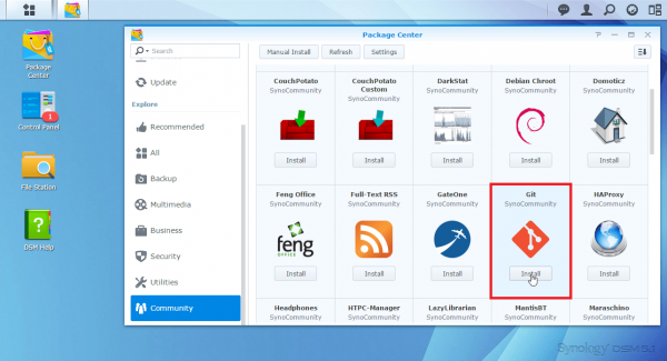 install sickrage synology diskstation install git