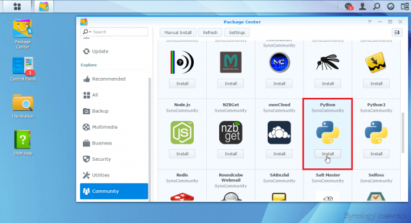 install sickrage synology diskstation install python