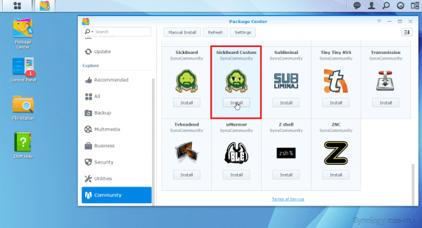 install sickrage synology diskstation install sickbeard custom