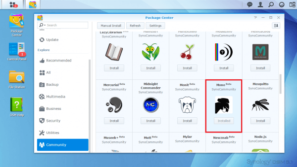 install sonarr synology diskstation click mono