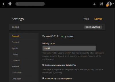 odroid plex screenshot