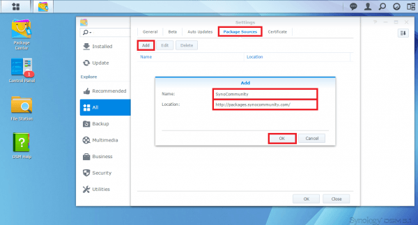 synology diskstation add synocommunity