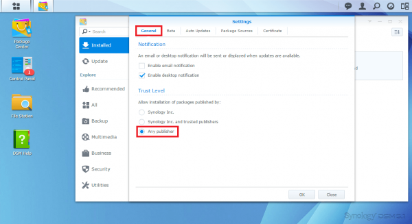 synology diskstation package center any publisher