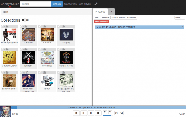 cherrymusic interface screenshot