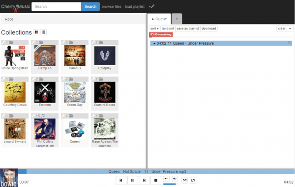 cherrymusic interface screenshot