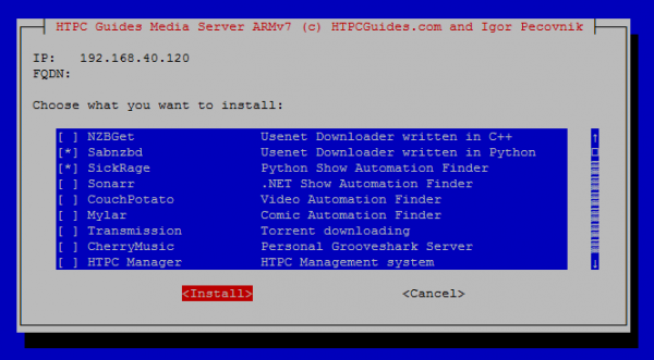 HTPC Guides installer Main screen