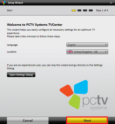 pctv tvcenter setup freeview step 1