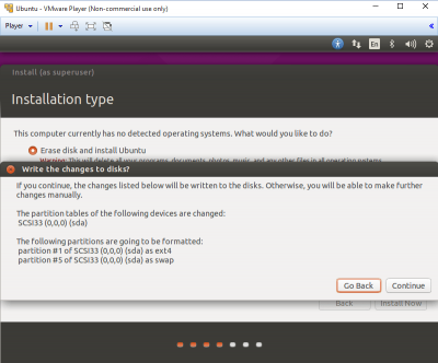 vmware install ubuntu installation screen 4