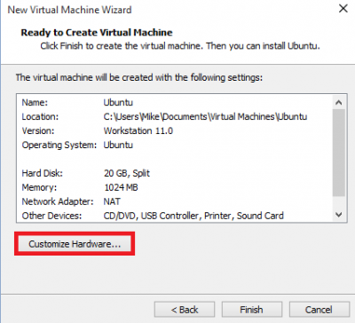 vmware vmplayer linux customize hardware