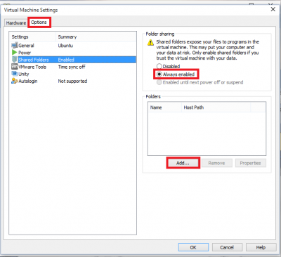 vmware vmplayer shared folder step 2