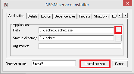 nssm jackett windows service