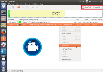 vmplayer-gparted-ubuntu-unmount