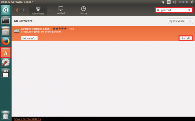 vmplayer ubuntu choose app store install gparted