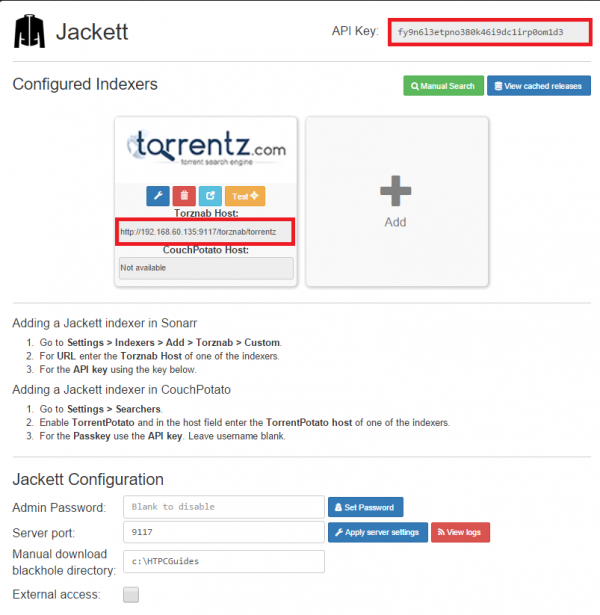 jackett torrentz get api and torznab host