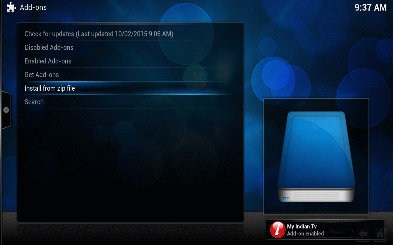 kodi plugin my indian tv add on enabled