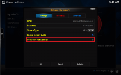 kodi plugin my indian tv add on uncheck genre