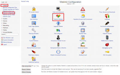 configserver firewall click webmin csf module