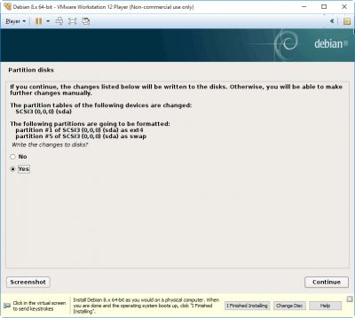 Install-Debian-Virtual-Machine-VM-Workstation-Player-step-16-parition-write