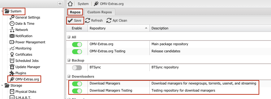 OMV_extras_download_manager_testing