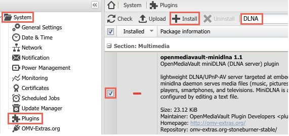 OMV_install_minidlna