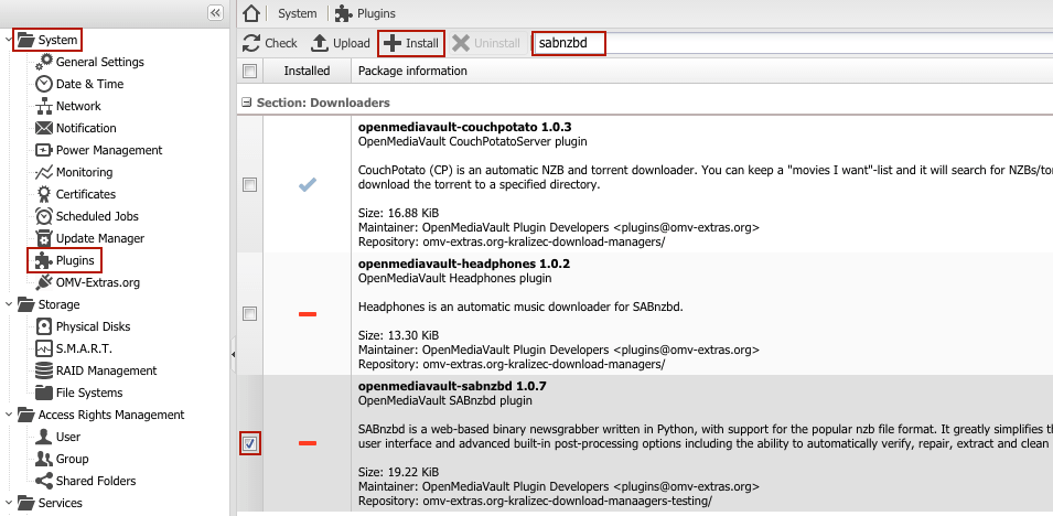 OMV_sabnzbd_install